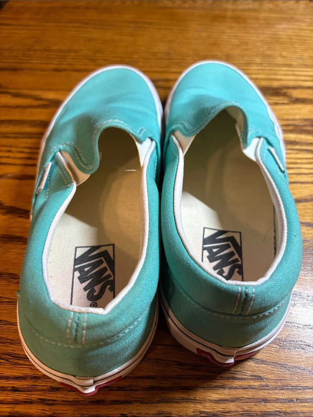 Vans Slip-On Athletic Shoes in Teal and White - Picture 3 of 7